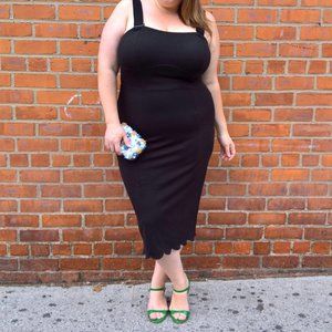 Melissa McCarthy Seven7 Women's Plus Size Knee Length Scalloped Dress Sz 3X